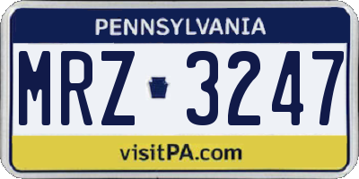 PA license plate MRZ3247