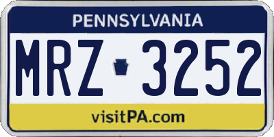 PA license plate MRZ3252