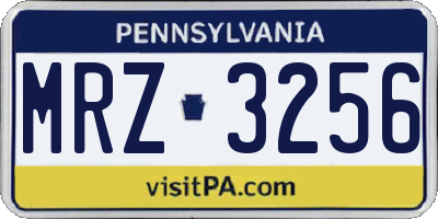 PA license plate MRZ3256