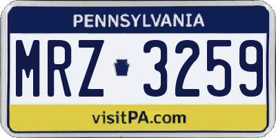 PA license plate MRZ3259