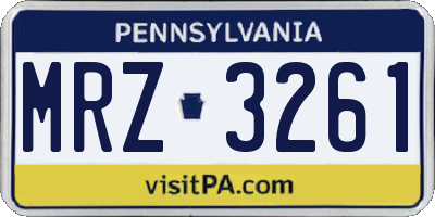PA license plate MRZ3261