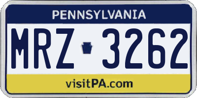 PA license plate MRZ3262