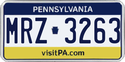 PA license plate MRZ3263