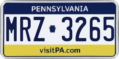 PA license plate MRZ3265