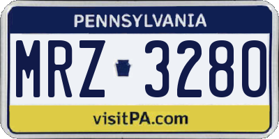 PA license plate MRZ3280