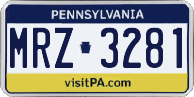 PA license plate MRZ3281