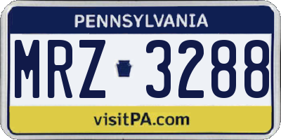 PA license plate MRZ3288