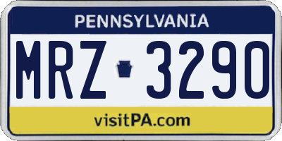 PA license plate MRZ3290