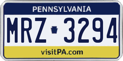 PA license plate MRZ3294