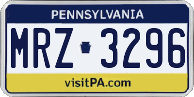 PA license plate MRZ3296