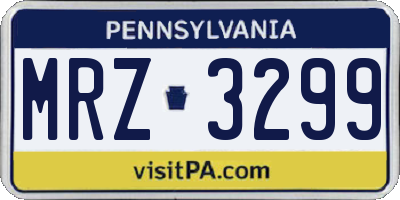 PA license plate MRZ3299