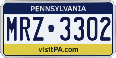 PA license plate MRZ3302