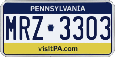 PA license plate MRZ3303