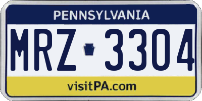 PA license plate MRZ3304