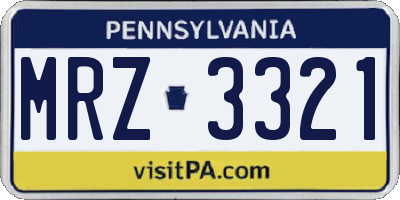 PA license plate MRZ3321