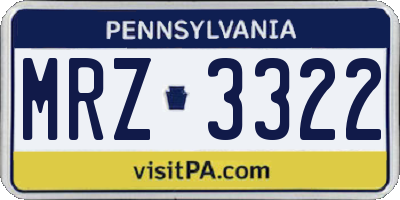 PA license plate MRZ3322