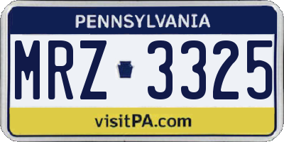 PA license plate MRZ3325