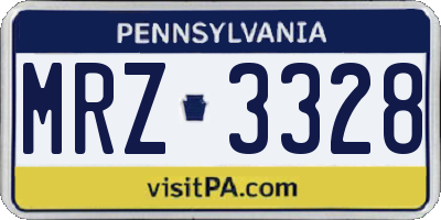 PA license plate MRZ3328