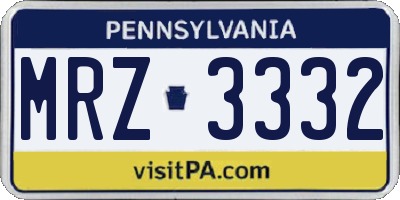 PA license plate MRZ3332