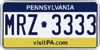 PA license plate MRZ3333