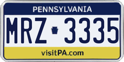 PA license plate MRZ3335