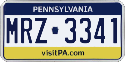 PA license plate MRZ3341