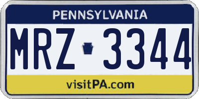PA license plate MRZ3344