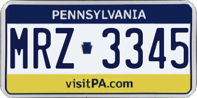 PA license plate MRZ3345