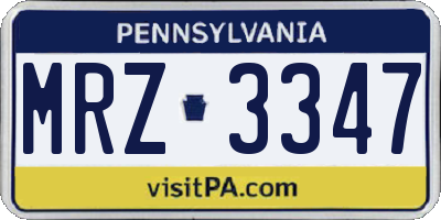 PA license plate MRZ3347