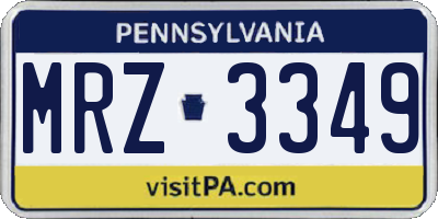 PA license plate MRZ3349