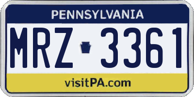 PA license plate MRZ3361
