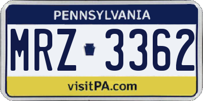 PA license plate MRZ3362