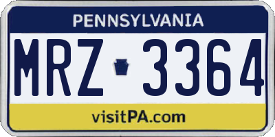 PA license plate MRZ3364