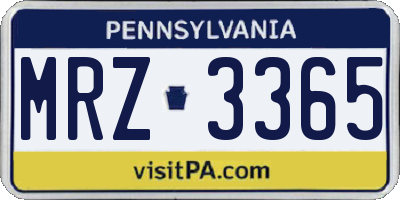 PA license plate MRZ3365