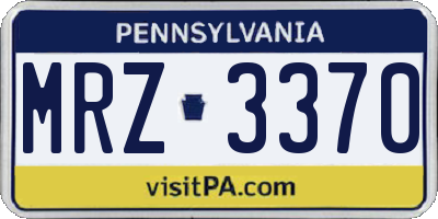 PA license plate MRZ3370