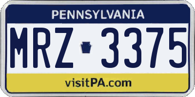 PA license plate MRZ3375