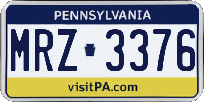 PA license plate MRZ3376