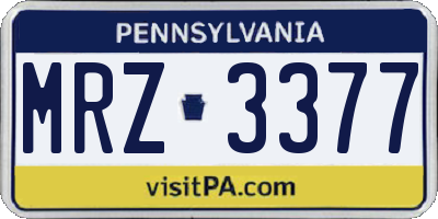 PA license plate MRZ3377