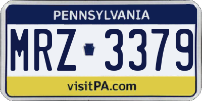 PA license plate MRZ3379