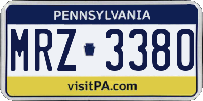 PA license plate MRZ3380