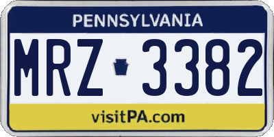 PA license plate MRZ3382