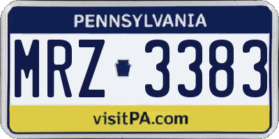 PA license plate MRZ3383