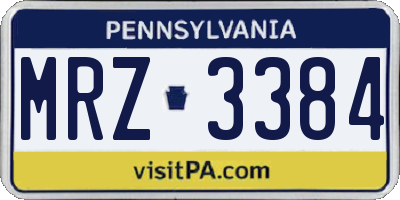 PA license plate MRZ3384