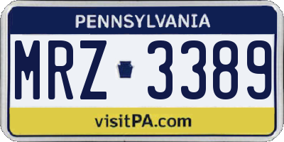 PA license plate MRZ3389