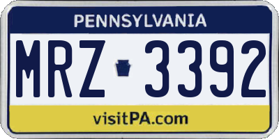 PA license plate MRZ3392
