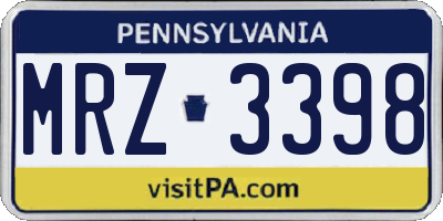 PA license plate MRZ3398