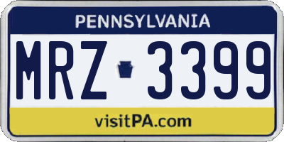 PA license plate MRZ3399