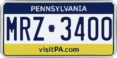 PA license plate MRZ3400