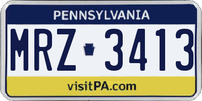 PA license plate MRZ3413