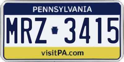 PA license plate MRZ3415